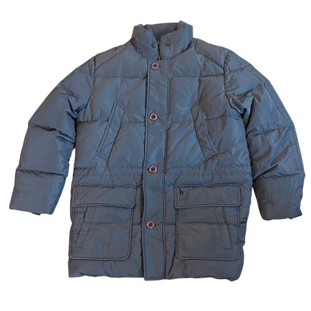 Hazzy's 105 Goose Down Gray Puffer Jacket Mens Medium Adjustable Waist‎ EUC